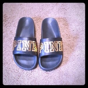 Pink slip on sandles...